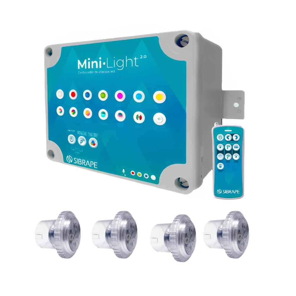 Kit de 4 Minilight 6w cable 5mts con fuente y controlador